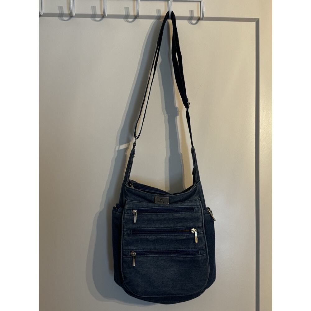 Organizzi Blue Denim Crossbody Travel Bag Retro Boho Multi Pocket - Picture 11 of 12